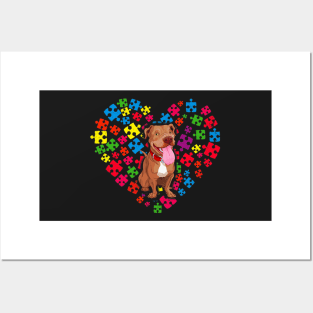 Pet Pitbull Autism Awareness Months For Dog Mom And Dad Posters and Art